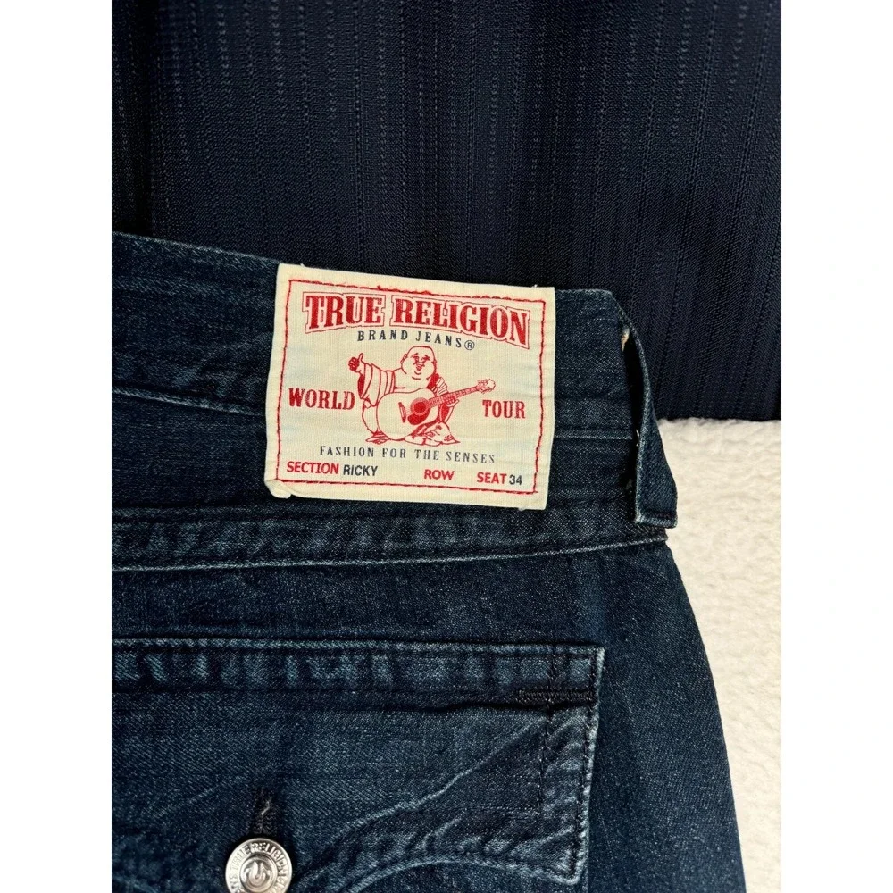 Vintage True Religion Jeans Mens 38 Fits 40x33.5 Blue Denim Straight Leg RICKY